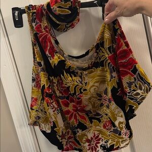 Intimately by free people Floral Multicolor Blouse with Scarf. Size small